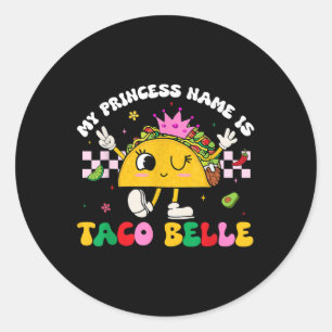 Adesivo Redondo Meu nome princesa é Taco Belle Cinco De Mayo Shirt