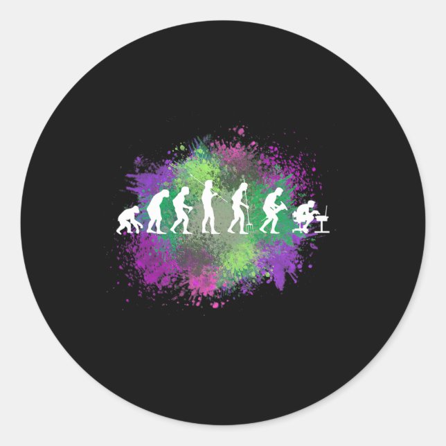 Adesivo Redondo Meu Outro Computador É A Evolução Do Computador Do (Frente)