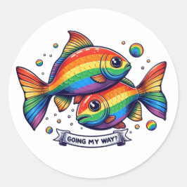 Adesivo Redondo Meu peixe gay indo meu caminho