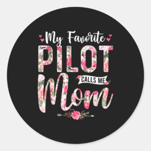 Adesivo Redondo Meu piloto favorito me chama de mãe feliz dia das