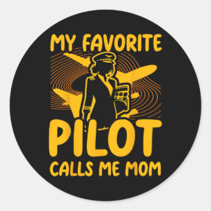 Adesivo Redondo Meu Piloto Favorito Me Chama de Mãe Mulher Piloto