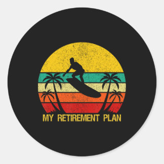 Adesivo Redondo Meu Plano de Aposentadoria Prancha de Surf Em Brev