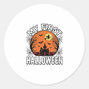Adesivo Redondo Meu Primeiro Halloween Camisa Vintage para Criança