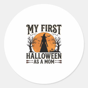 Adesivo Redondo Meu Primeiro Halloween como uma Mamãe Vintage Dese