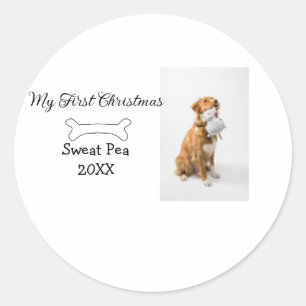 Adesivo Redondo Meu primeiro Natal animal de estimação foto nome a
