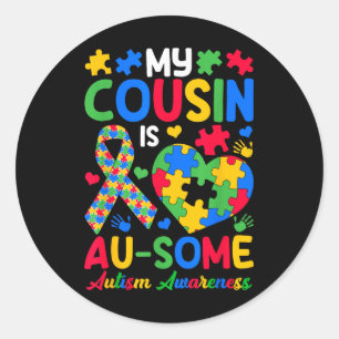 Adesivo Redondo Meu Primo É Um Autismo Irmãos Do Dia Da Consciênci