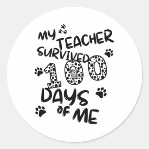 Adesivo Redondo Meu Professor Sobreviveu A 100 Dias De Mim - Escol