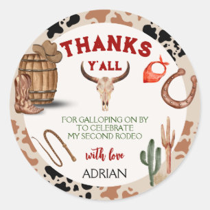 Adesivo Redondo Meu Segundo aniversário de vaqueiro do partido Rod