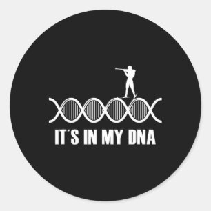 Adesivo Redondo Meu Slogan De Esqui De Impressão Digital Do Dna Bi