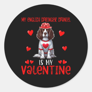 Adesivo Redondo Meu Springer Spaniel Inglês é o meu Dia dos Namora