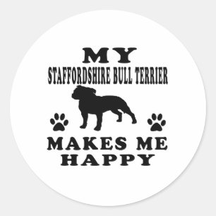 Adesivo Redondo Meu Staffordshire bull terrier faz-me feliz