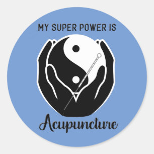 Adesivo Redondo Meu Super Poder é Acupuntura