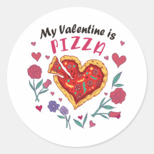 Adesivo Redondo Meu Valentim é Convite de Pizza