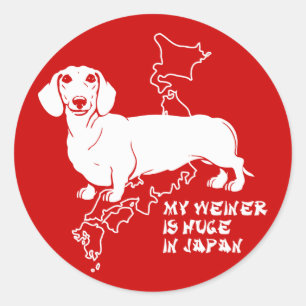 Adesivo Redondo meu weiner é enorme em japão