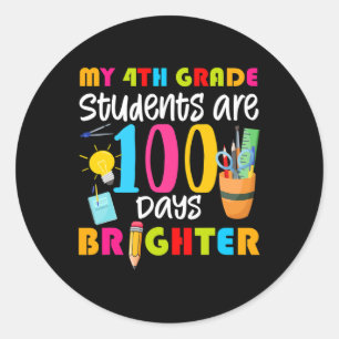 Adesivo Redondo Meus alunos do 4º ano são 100 dias mais brilhantes