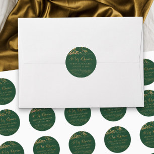 Adesivo Redondo Meus Quinze Esmeralda Verde e Folha de Ouro 15 Ani