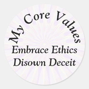 Adesivo Redondo Meus Valores Fundamentais - Adotar Ética Dispor Me