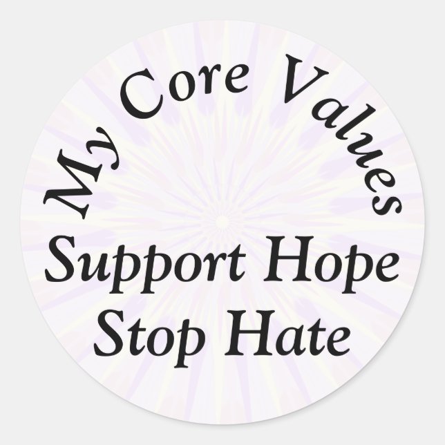 Adesivo Redondo Meus valores principais - Suportam Esperança Para  (Frente)
