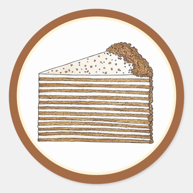 Adesivo Redondo Mevik Medivnyk, Comida de bolo de mel da Ucrânia r (Frente)