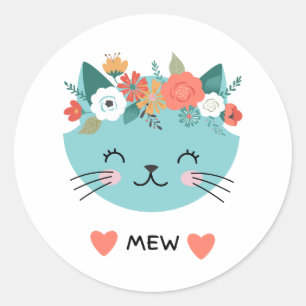 Adesivo Redondo Mew Cat