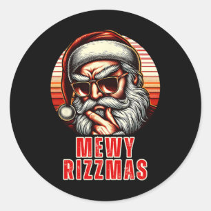 Adesivo Redondo Mewy Rizzmas Papais noeis Engraçados Mewing Piada