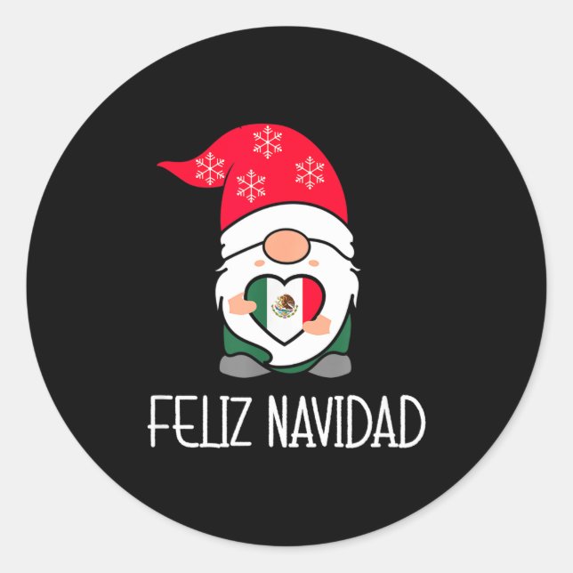 Adesivo Redondo Mexican Christmas Gnome Feliz Navidad Mexico  (Frente)