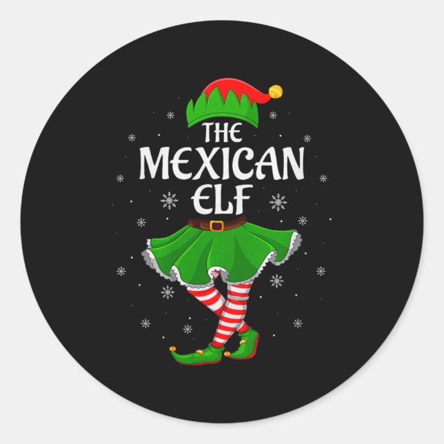 Adesivo Redondo Mexican Elf Christmas Family Girls Women Elf Squad (Frente)