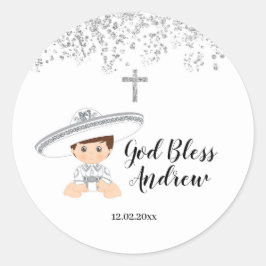 Adesivo Redondo Mexican Silver Charro Baptism Sticker