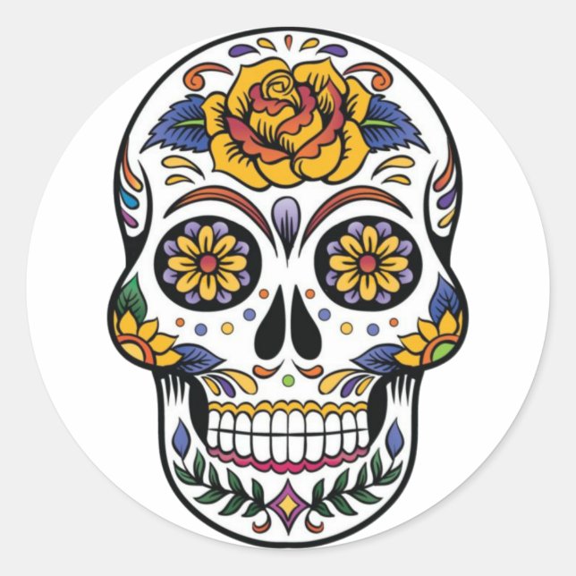 Adesivo Redondo Mexican Skull Sticker (Frente)