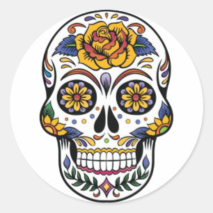 Adesivo Redondo Mexican Skull Sticker