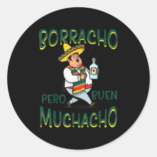 Adesivo Redondo Mexicano bêbado mas bom menino espanhol engraçado