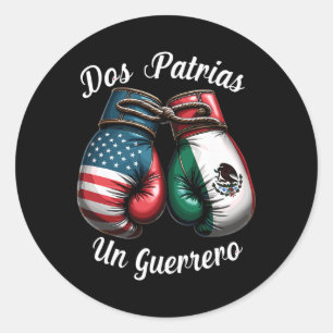 Adesivo Redondo Mexicano Boxing Dos Patrias Un Guerrero