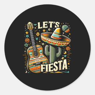 Adesivo Redondo Mexicano Cinco De Mayo Cactus Guitar Para Homens M