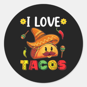 Adesivo Redondo Mexicano Cinco de Mayo Camisa Eu Adoro Tacos