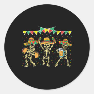 Adesivo Redondo Mexicano Cinco de Mayo Funny Sombrero Bara