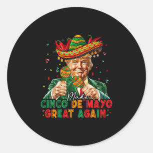 Adesivo Redondo Mexicano Faça Cinco De Maio Grande Novamente Engra