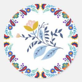 Adesivo Redondo mexicano Fiesta Floral Chá de fraldas Sticker