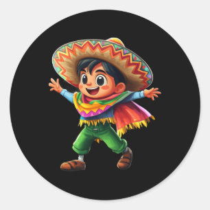 Adesivo Redondo Mexicano Fiesta Poncho Cinco De Mayo Kids Celeb