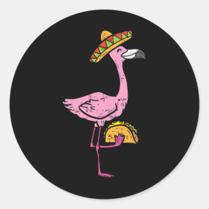 Adesivo Redondo Mexicano Flamingo Tacos Cute Cinco De Mayo Fiesta