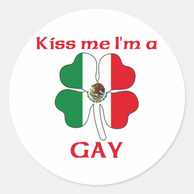 Adesivo Redondo Mexicano personalizado me beija, sou Gay (Frente)