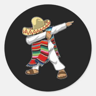 Adesivo Redondo Mexicano Sombrero Poncho Dabbing