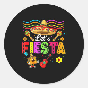 Adesivo Redondo Mexicano Vamos Festa Colorido Sombrero Partido Cin