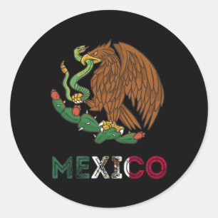 Adesivo Redondo México Águia Emblema Mexicano Bandeira do Orgulho 