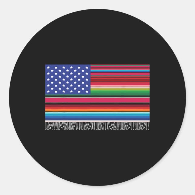 Adesivo Redondo México Americano Bandeira Serape Cinco De Mayo Par (Frente)