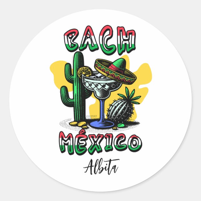 Adesivo Redondo méxico bachelorette Girl fim de semana (Frente)