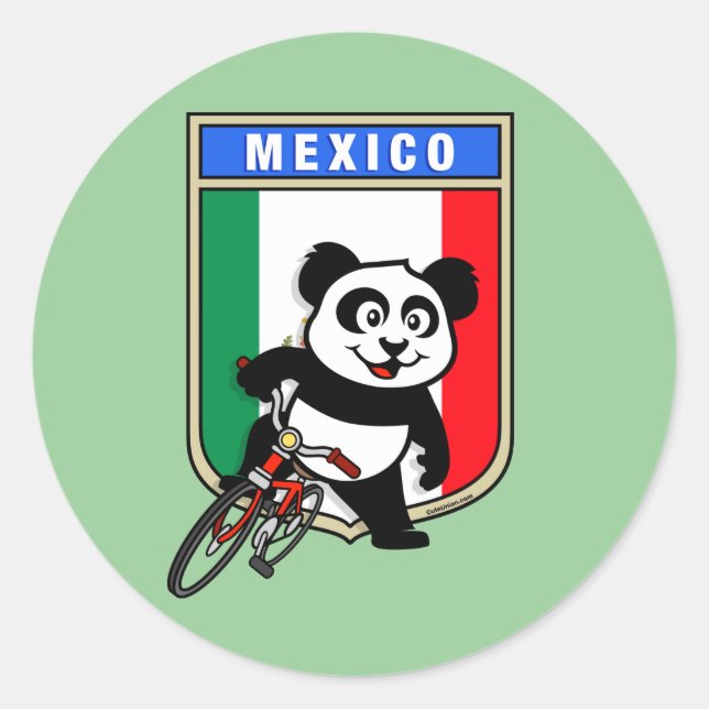 Adesivo Redondo México ciclando Panda (Frente)