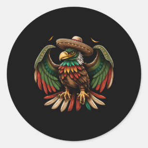Adesivo Redondo México Cinco De Mayo Sombrero Águia Mexicana