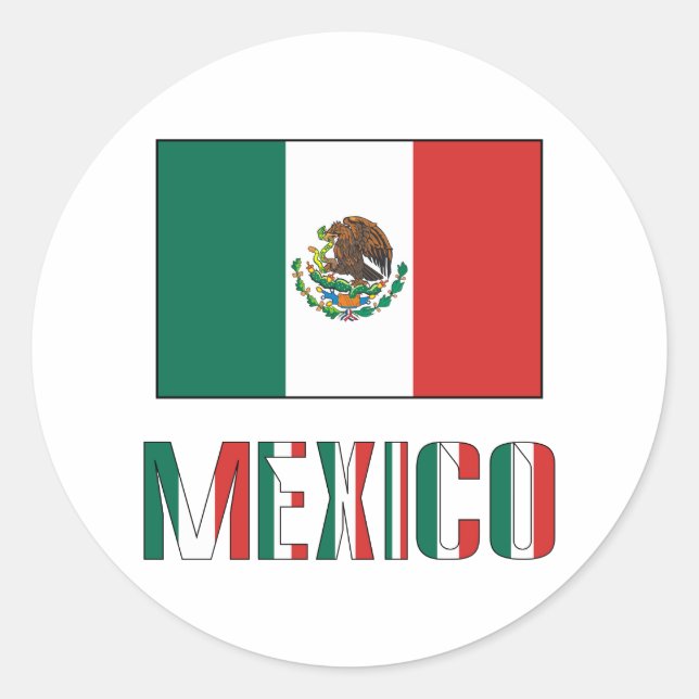 Adesivo Redondo México e Bandeira Mexicana (Frente)