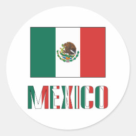 Adesivo Redondo México e Bandeira Mexicana