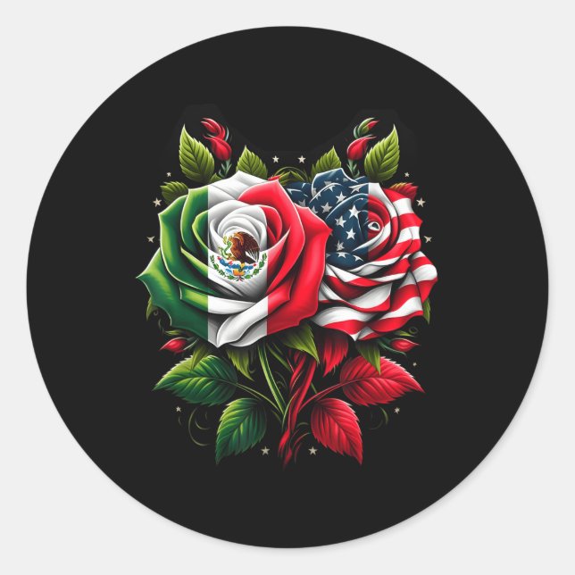 Adesivo Redondo México, Estados Unidos, Bandeira Mexicana Bandeira (Frente)